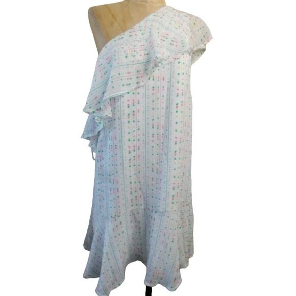 BCBGeneration Size S Small  Womens Printed Ruffled Mini Dress White Multi NWT - Picture 2 of 3